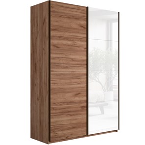 Шкаф 2-дверный Прайм (ДСП/Белое стекло) 1600x570x2300, Крафт табачный в Глазове