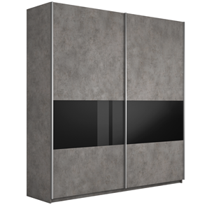 Шкаф 2-х створчатый Широкий Прайм (ДСП / Черное стекло) 2200x570x2300, Бетон в Глазове