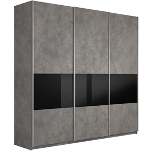 Шкаф 3-створчатый Широкий Прайм (ДСП / Черное стекло) 2400x570x2300, Бетон в Глазове