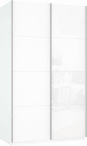 Шкаф Прайм (ДСП/Белое стекло) 1400x570x2300, белый снег в Глазове