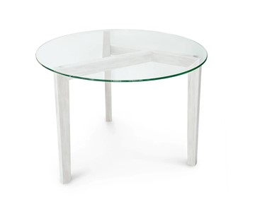 Круглый столик Оникс-7, Выбеленный дуб/Прозрачное стекло в Сарапуле