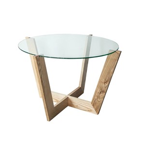 Стеклянный столик в зал Оникс-10, Натуральный массив/Прозрачное стекло в Воткинске