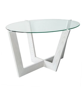 Овальный столик Оникс-6, Выбеленный дуб/Прозрачное стекло в Сарапуле