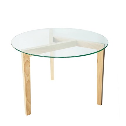 Журнальный столик Оникс-7, Натуральный массив/Прозрачное стекло в Сарапуле - изображение