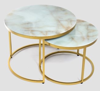 Стеклянный столик в зал Дуэт, столешница в стекле опоры золото в Ижевске