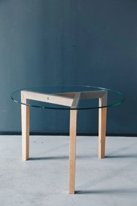 Журнальный столик Оникс-7, Натуральный массив/Прозрачное стекло в Сарапуле - предосмотр 2
