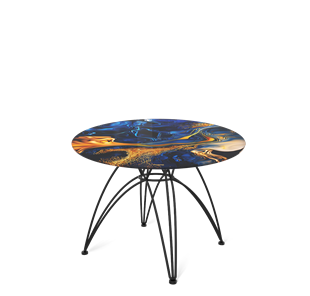 Круглый столик SHT-S112 / SHT-TT32 60 стекло/МДФ (синий сапфир/черный муар) в Сарапуле