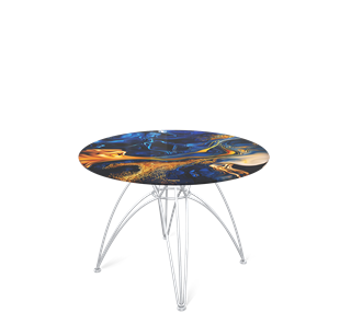 Круглый столик SHT-S112 / SHT-TT32 60 стекло/МДФ (синий сапфир/хром лак) в Сарапуле