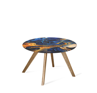 Круглый стол SHT-S39 / SHT-TT32 60 стекло/МДФ (синий сапфир/брашированный коричневый) в Сарапуле