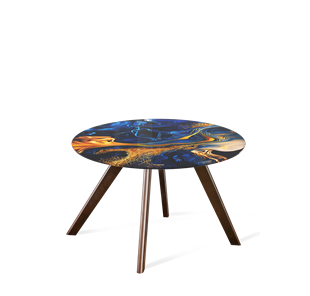 Круглый столик SHT-S39 / SHT-TT32 60 стекло/МДФ (синий сапфир/венге) в Сарапуле