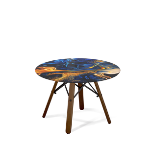 Круглый столик SHT-S70 / SHT-TT32 60 стекло/МДФ (синий сапфир/темный орех/черный муар) в Сарапуле