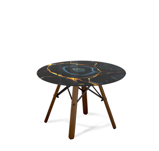 Круглый столик SHT-S70 / SHT-TT32 60 стекло/МДФ (титановый кварц/темный орех/черный муар) в Сарапуле