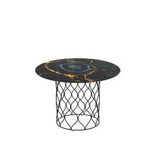 Столик круглый SHT-TU49 / SHT-TT32 60 стекло/МДФ (титановый кварц/черный муар) в Сарапуле