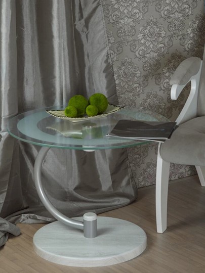 Стеклянный столик Дуэт 13Н (металлик-дуб дымчатый-прозр) в Сарапуле - изображение 6