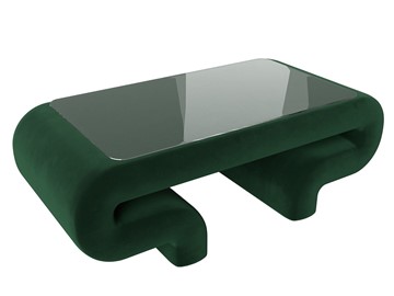 Стеклянный столик в гостиную Волна, зеленый (велюр) в Сарапуле