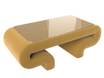 Стеклянный столик в гостиную Волна, желтый (микровельвет) в Ижевске