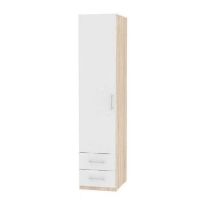 Распашной шкаф Риал (H20) 198х45х45 ручка рейлинг, Белый/ДСС в Сарапуле - изображение