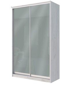 Шкаф двухдверный Хит-22-12-22 с цветным стеклом, средне-серый 074, Дуб крафт белый в Сарапуле