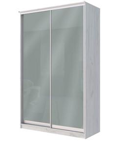 Шкаф 2-х створчатый Хит-22-12/2-22 с цветным стеклом, средне-серый 074, Дуб Крафт белый в Сарапуле