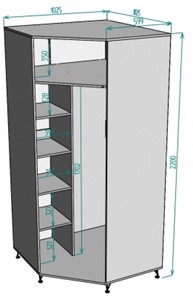 Угловой шкаф распашной Лофт H132, ДСС-Белый в Сарапуле - предосмотр 1