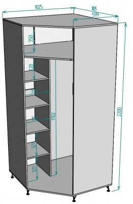Угловой распашной шкаф Лофт H132, Венге в Сарапуле - изображение 1
