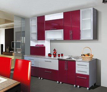 Кухонный гарнитур Мыло 224 2600, цвет Бордо металлик/Серебристый металлик в Сарапуле