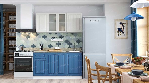 Модульный кухонный гарнитур Хозяюшка Магнолия-деним 1,5 м МДФ в Сарапуле - изображение