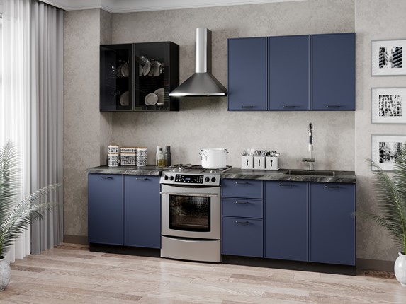 Кухонный гарнитур 2600 Индиго, Черный/Темно-синий в Глазове - изображение