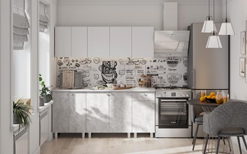 Кухонный гарнитур КГ-1 1800, белый/белый/цемент светлый/антарес в Сарапуле