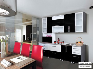 Модульный кухонный гарнитур Мыло 224 2600, цвет Черный/Белый металлик в Сарапуле - предосмотр