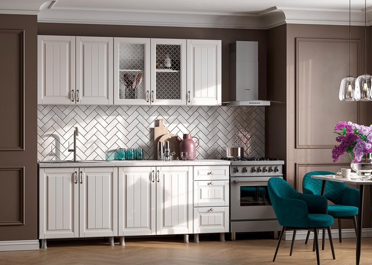 Кухонный гарнитур Прованс, белый/белый текстурный в Сарапуле - изображение