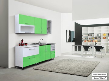 Модульная кухня Мыло 224 2000х718, цвет Салат/Белый металлик в Сарапуле