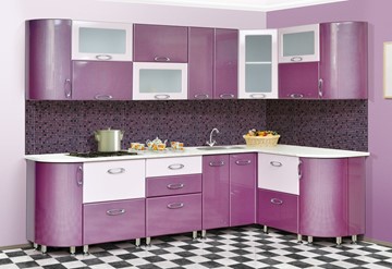 Угловая кухня Мыло 128 2700х1500, цвет Фиолет/Пастель фиолет в Глазове