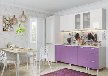 Кухонный гарнитур угловой Модерн, белый глянец/фиолетовый металлик в Сарапуле