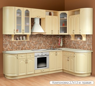 Модульная кухня Классика 2700х1500, цвет Дуб беленый в Глазове