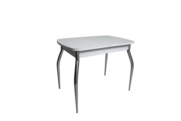 Кухонный стол раздвижной ПГ-02СТ белое/белое/хром фигурные в Глазове - изображение