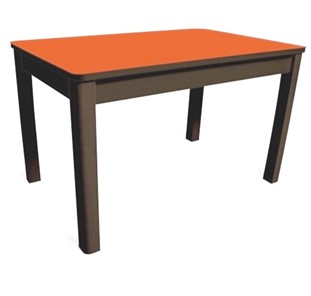 Кухонный обеденный стол Айсберг-05 СТ1, венге ЛДСП/стекло оранжевое/42 прямые массив венге в Сарапуле