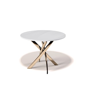 Обеденный круглый стол Kenner R1000 (Золото/Стекло белое глянец) в Сарапуле