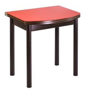 Обеденный раздвижной стол СПГ-01 СТ1, венге ЛДСП/стекло оранжевое/38 прямые трубки крашеные коричневый в Сарапуле