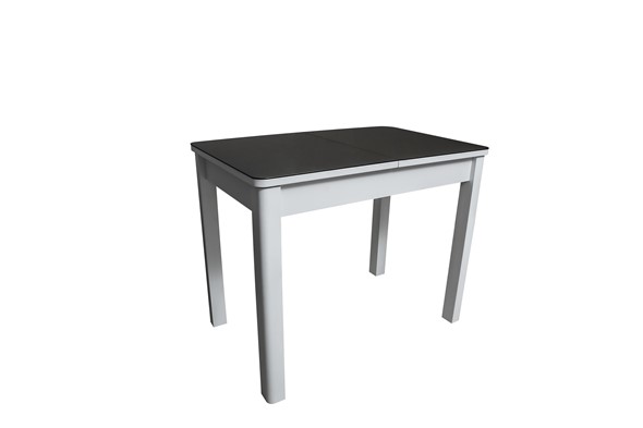 Обеденный раздвижной стол Айсберг-2СТ белое/черное/прямые массив в Глазове - изображение