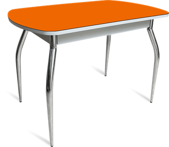 Кухонный раздвижной стол ПГ мини СТ1 белое/оранжевое/35 хром фигурные гнутые в Сарапуле