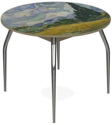 Кухонный стол раздвижной Ривьера исп. круг хром №5 (Exclusive h254/белый) в Сарапуле - изображение