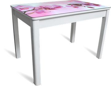 Обеденный стол Айсберг-08 СТФ, белое лдсп/орхидея/40 прямые массив белые в Глазове