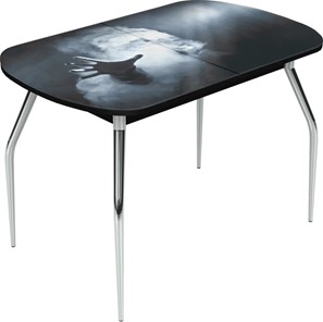 Обеденный раздвижной стол Ривьера исп.2 хром №5 (Exclusive h165/черный) в Сарапуле