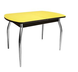 Кухонный раскладной стол ПГ-01 СТ2, венге/желтое стекло/35 хром гнутые металл в Глазове