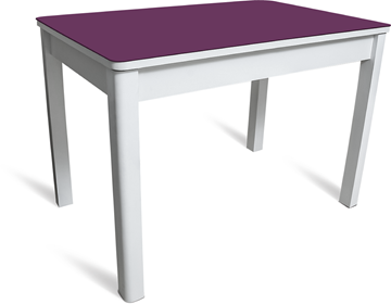 Стол на кухню Айсберг-05 СТ2, белое ЛДСП/фиолетовое стекло/40 массив белый в Сарапуле