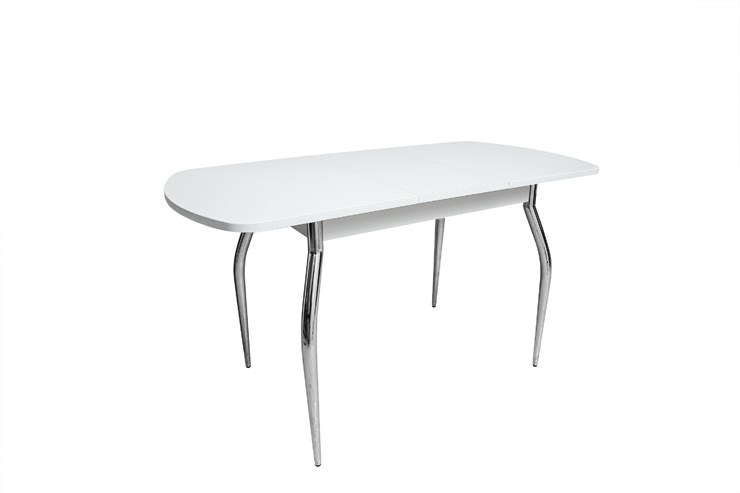 Кухонный стол раскладной ПГ-01СТ белое/белое/крашенные фигурные в Сарапуле - изображение 1