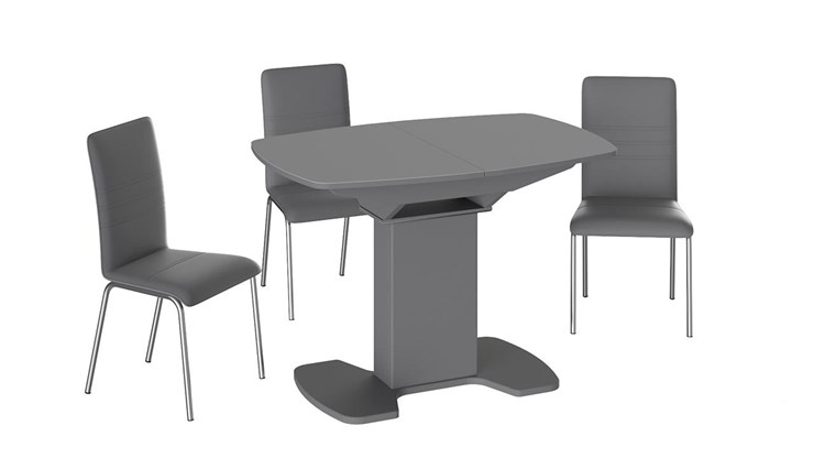 Раздвижной стол Портофино (СМ(ТД)-105.01.11(1)), цвет Серое/Стекло серое матовое LUX в Глазове - изображение 2