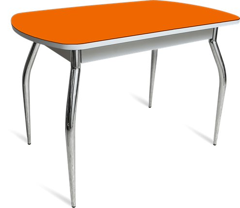 Обеденный стол ПГ-04 СТ белое/оранжевое/хром фигурные в Глазове - изображение