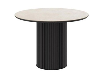 Керамический обеденный стол DikLine AKR120, керамика 120, STONE BEIGE PREMIUM CER/ЧЕРНЫЙ, (2 уп.) в Ижевске